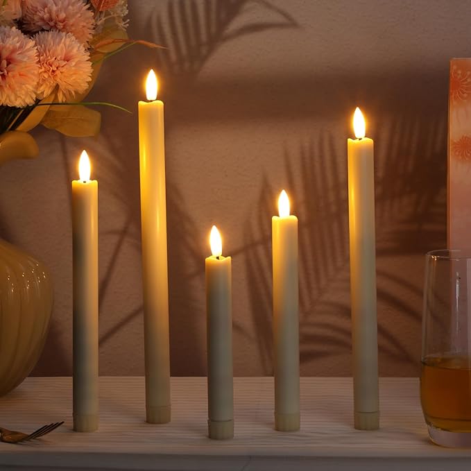 20 Pcs Flameless Taper Candles with Remote Battery Operated Taper Candles Include 6.5'' 7.7" 8.9" 10" 11.2" Fake LED Electric Candle Sticks for Valentine's Day Home Wedding Decor (Warm White)