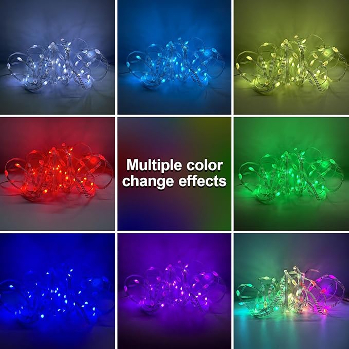 WS2812B Fairy String Lights Addressable Individually RGB IC, PVC Wire 16.4FT 50LEDs DC5V/2A for Twinkle Home Garden Bedroom Outdoor Indoor Decor(No Adapter or Controller) 2PCS
