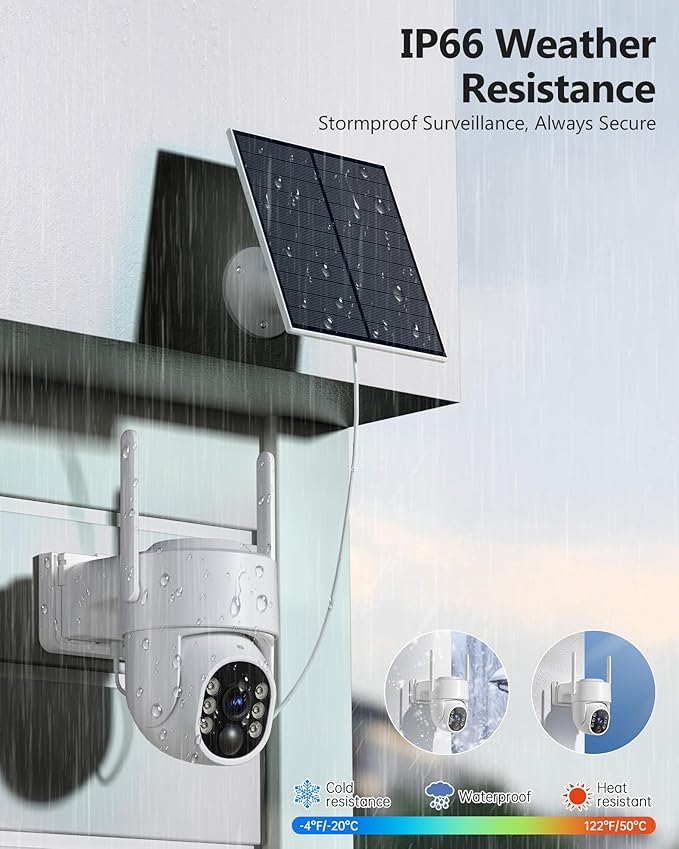 5G&2.4GHz Security Cameras Wireless Outdoor, 2K Cameras for Home Security, Solar & Battery Powered Security Camera Outdoor, Color Night Vision, PTZ Human Detection, 2 Packs