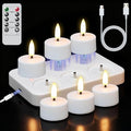 Rechargeable Tea Lights Candles with Remote Timer & Charging Base, 6pcs Battery Operated LED Candles Tea Lights Flameless for Halloween Decorations Wedding Home DecorΦ 1.57" H 1.85"