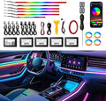 RGB 22 in 1 Interior Car LED Strip Light with Wireless APP,16 Million Interior Lights Car Dreamcolor Acrylic Ambient Lighting 600 LED Music Sync Neon Lights Kits (22 in 1 Set + App Control)