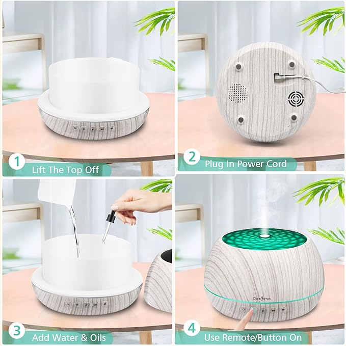 DAROMA 1000ML Essential Oil Diffuser with Bluetooth Speaker & Remote, 2026 Upgrade Aromatherapy Diffuser,Aroma Diffuse with Music Player Function,Humidifier,LED Light in 7 Colors,Home Office Bedroom