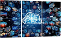 Wall Decor 3 Pieces Cloud Computing Concept Communication Network Posters and Prints, Artwork Giclee Stretched Framed Gallery-Wrapped, 20x40inchx3