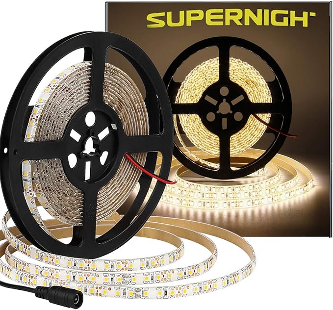 SUPERNIGHT 600pcs LED Light Strip Waterproof Warm White 4000K, Super Bright 600pcs LEDs, 16.4ft LED Flexible Rope Lights, Lighting for Garden/Home/Kitchen/Under Cabinet/Christmas/Party/Bedroom