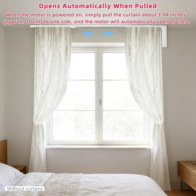 Electric Curtain Track, Retractable Motorized Curtains Rod From 7-10.5ft, Automatic Curtain Opener with Smart/Manual Control, Smart Curtains System for I-Rrail and U-Rail (For 7-10.5ft)