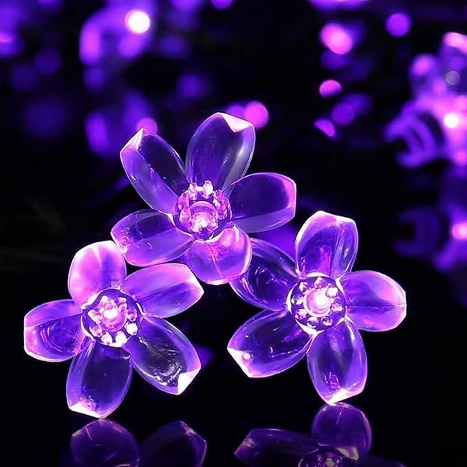 Flower Battery Operated String Lights Cherry Blossom Fairy Lights 30LED Indoor Outdoor Waterproof for Garden Decoration Camping,Fence,Birthday,Wedding Party,Bedroom,Gfit (Purple)
