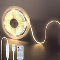 5V USB COB LED Strip Lights with Remote Dimmable Switch,16.4FT/5M,Natural White 4000K,320LEDs/M,8mm Width,Not Waterproof IP20,1.5M USB Switch Cable,for DIY Home Indoor Decoration