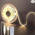 5V USB COB LED Strip Lights with Remote Dimmable Switch 2Pcs,16.4FT/5M,Natural White 4000K,320LEDs/M,8mm Width,Not Waterproof IP20,1.5M USB Switch Cable,for DIY Home Indoor Decoration