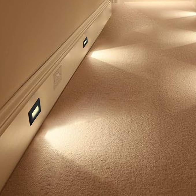 Ciata LED Stair Lights Indoor - Step Lights Outdoor Stair Light 3 Watt, Warm White Stairway Lighting for Outdoor and Indoor Stairs 3000K Concrete, Home Theater Lighting - Black Finish, Horizontal