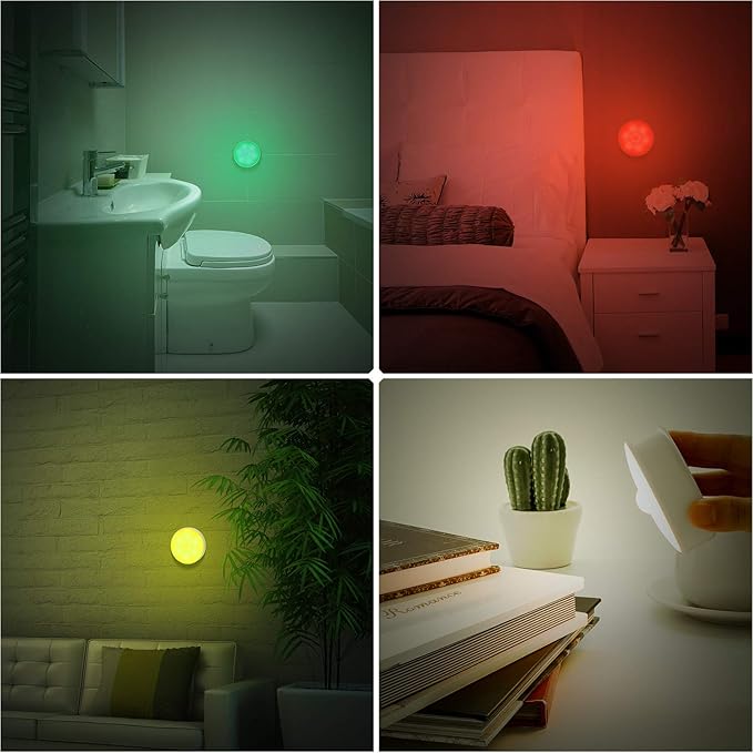 Motion Sensor LED Night Light, Kids Night Light, USB Rechargeable, 8 Lighting Colors, 3 Working Modes, for Bedroom, Hallway, Cabinet, Closet, Stairs, etc, Magnetic Stick Anywhere (2 Pack)