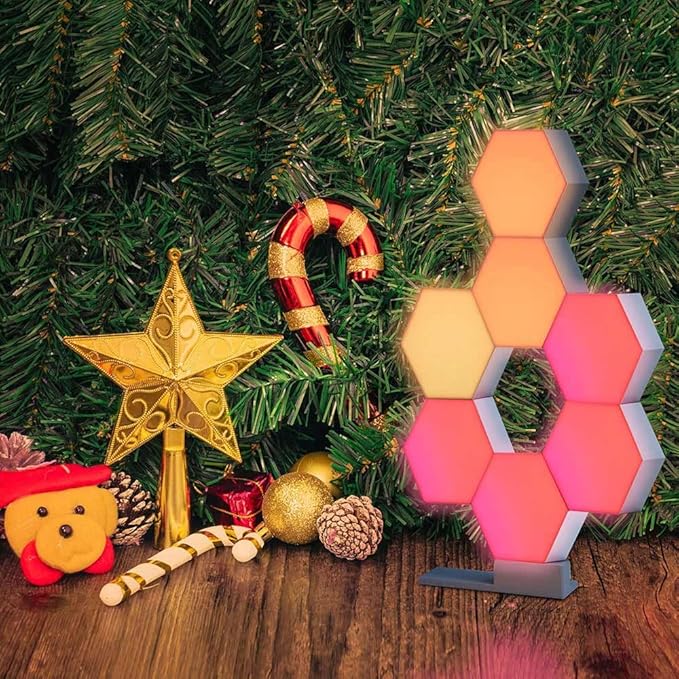 Yescom APP Control 9 Pack Smart LED Light Panels Hexagon Smarter Kit WiFi LED Table Light Kit Music Sync DIY Design Compatible with Alexa Google for Gaming TV Decor