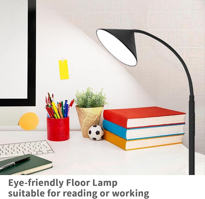76" LED Floor Lamp, 18W/1800LM Super Bright Reading Standing Lamp,Stepless Dimmable&Adjustable Color Temperature 2700K-6500K w/Remote& Touch Control Lamps for Living Room Bedroom Office Black