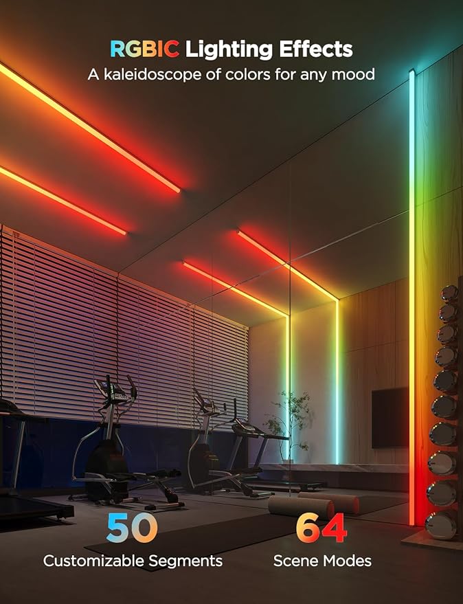 Govee RGBIC LED Strip Lights 3.28ft Extension with Covers, LED Diffuser Channel with LED Lights for Bedroom, Skirting Lines, Studio, Cabinet, Smart LED Lights Work with Alexa and Google Assistant