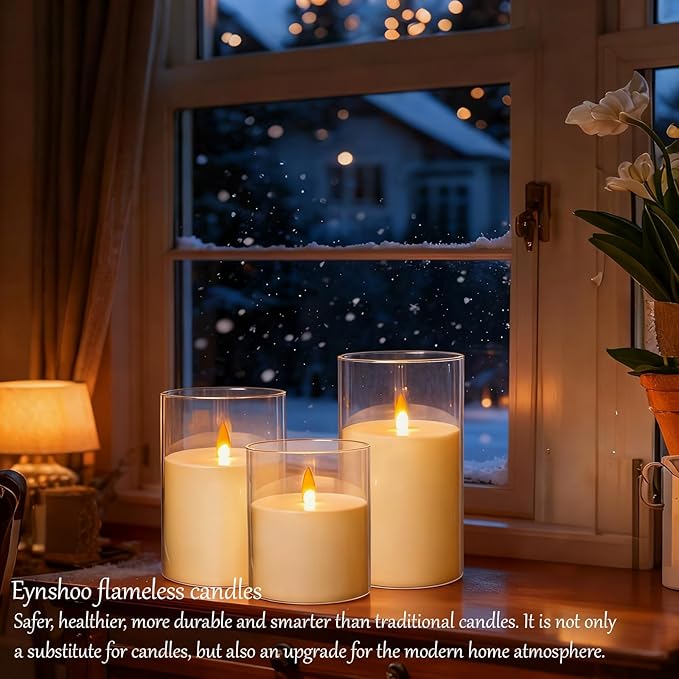 Flameless Candles with Remote&Timer - Realistic 3D Flickering Flame LED Battery Operated Candles, Warm White Light for Home Decor, Christmas, Wedding, Party, and Holiday Decoration