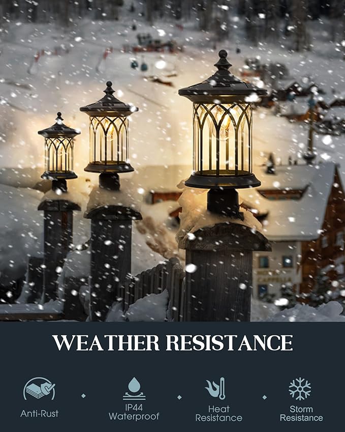 Solar Post Lights Outdoor Waterproof, Dusk to Dawn Solar Lamp Post Light Fixture E26 Base Socket, IP44 Waterproof Post Lights Outdoor Solar Powered for Pathway, Driveway, Lawn, KL235SPL10-1