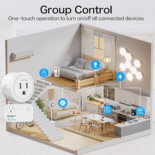 KimFilter WiFi Smart Plug, Wireless Plugs Outlet Compatible with Alexa & Google Voice Assistant, App Controlled Outlet with Timer Function, 2.4GHz Only Wi-Fi Smart Socket, Smart Plug Timer for Home