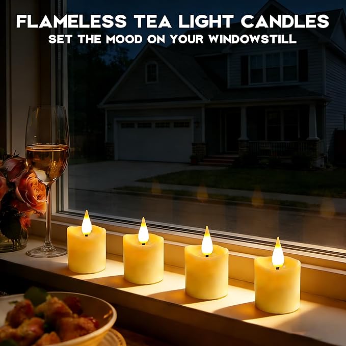 6Pcs Rechargeable Tea Lights: 1.5"x2.2" Flameless LED Votive Candles with Remote & Timer, USB Battery Operated Flickering Fake Tealights for Home Wedding Centerpiece Table Decor, Anniversary Christmas