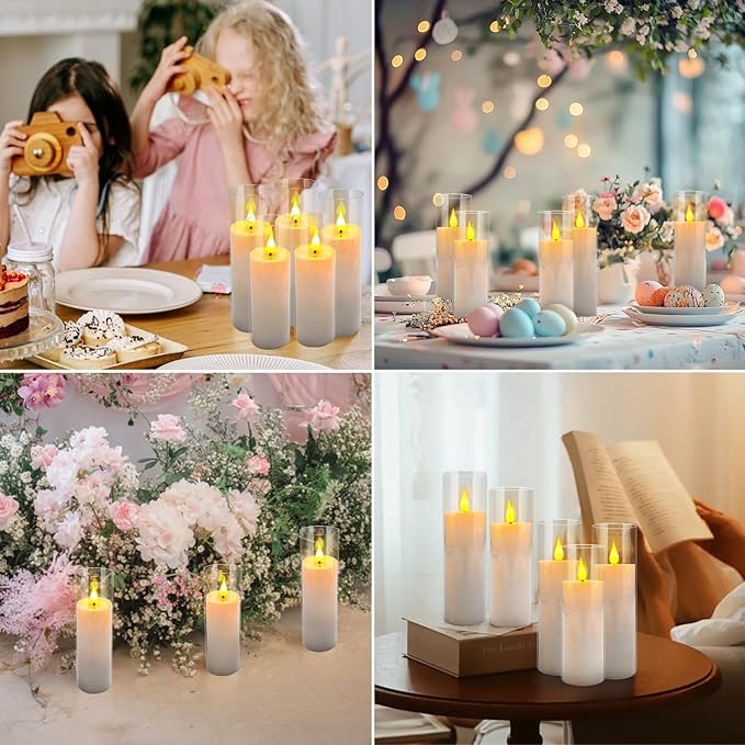 12-Pack White Acrylic Flameless LED Candle Set with Timer Remote Control—Ideal for Home Decor, Valentine's Day, Weddings, and Holiday Celebrations.