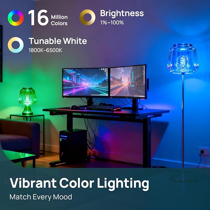 Linkind Matter Smart Light Bulbs, A19 Edison Filament Vintage Color Changing Light Bulbs, Warm&Daylight White(1800K-6500K), Compatible with Alexa, E26 LED 60W 850LM, 2.4GHZ WiFi Only, 1Pack