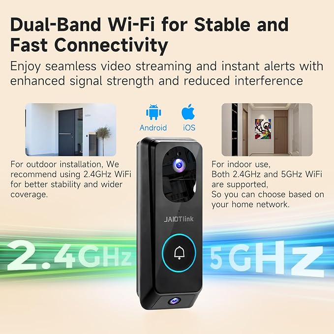 2K Dual Lens Video Doorbell Camera Wireless with Chime, 64GB SD Card, Voice Changer, 2.4G/5Ghz WiFi, Package Protection, 2-Way Audio, Night Vision, Compatible with Alexa