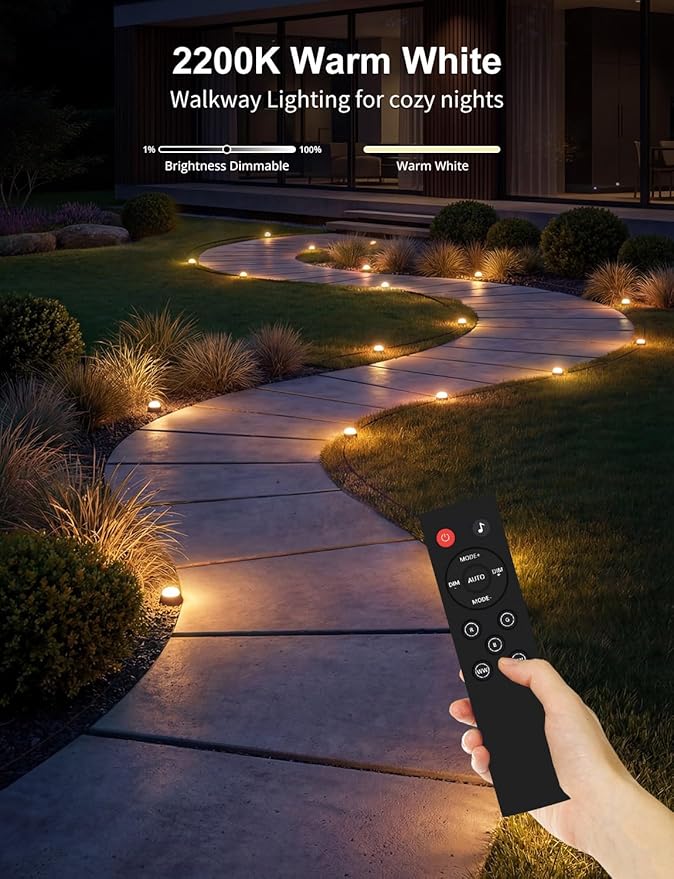 APPECK Smart Outdoor Ground Lights 32 Pack, 100FT RGBW Color Changing Pathway Lights Wired, 2200K Warm White Landscape Lighting, for Garden Yard Lawn Path Holiday Party Decor, with App/Voice Control