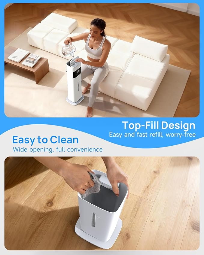 Warm & Cool Mist Humidifiers for Bedroom 500 sq ft, 2.1Gal/8L Top-Fill Humidifier Large Room with Essential Oil Diffuser, Large Room Humidifiers for Home Baby Nursery Office Plants, White