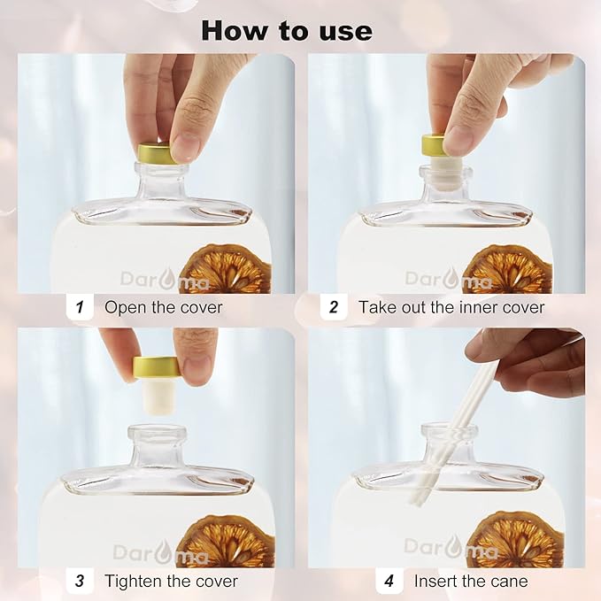 Reed Diffuser Set with Sticks, Daroma Dried Flowers Aromatherapy Reed Diffuser with Nature Essential Oil, Fragrance Scent Diffuser for Home Décor & Office, for Christmas, Orange