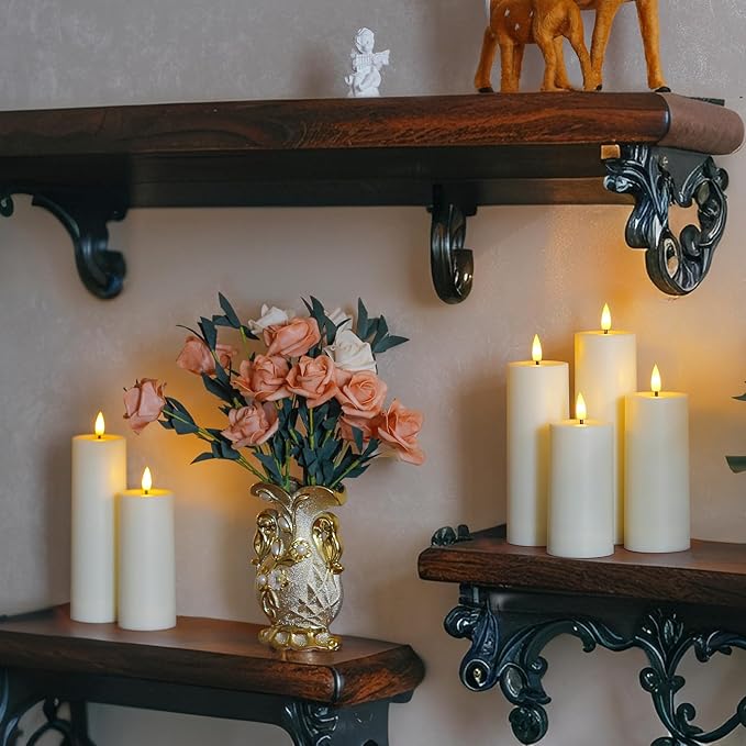 8pcs Waterproof Plastic Flameless 2.2" x4" 4" 5" 5" 6" 6" 7" 7" Flickering Ivory Candles with Remote and Timer, Outdoor LED Battery Operated Warm Light Long Lasting 600 Hrs