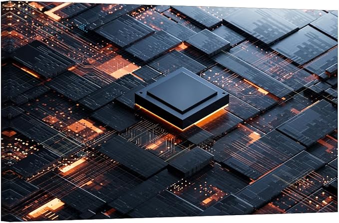 Central Computer Processors CPU Wall Art for Bedroom AI Canvas Wall Art Pictures Technology House Deocrations for Living Room Office Large Wall Art Framed Ready to Hang 24x36 INCH