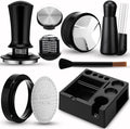 7pcs Espresso Accessories Kit 51/58/53mm Tamping Station Machine Accessories Spring Loaded Calibrated Tamper Wdt Espresso Tool and Dosing Funnel Set Distributor and Tamper Leveler(58mm)