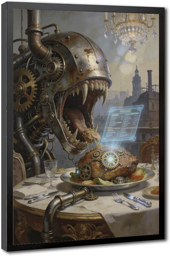 Framed Steampunk Fantasy Wall Art for Living Room And Dining Room Vintage Industrial Decor 12x18in
