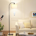 Ambimall Arc Floor Lamp with Remote and Stepless Dimmable Bulb, Colors Temperature & Brightness Adjustable, Floor Lamps for Living Room（White Shade & Black Pole）