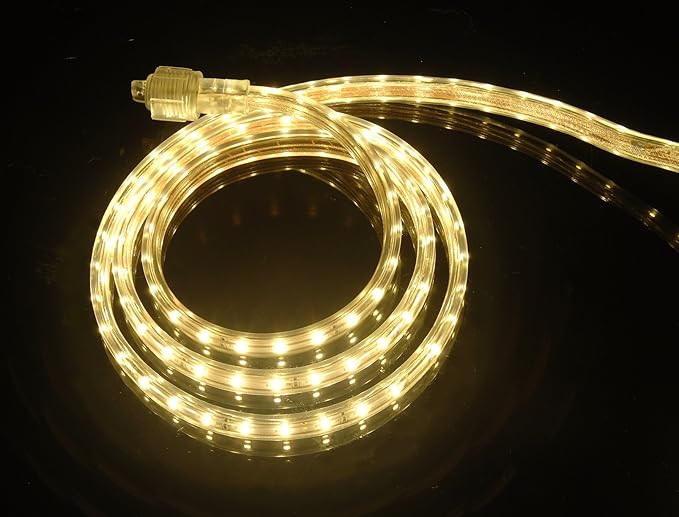 CBConcept UL Listed, 13 Feet, 1400 Lumen, 3000K Warm White, Dimmable, 110-120V AC Flexible Flat LED Strip Rope Light, 240 Units 3528 SMD LEDs, Indoor Outdoor Use, Accessories Included, Ready to use
