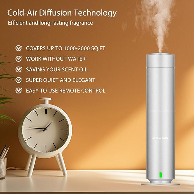 Diffuser Machine for Hotel-Scent Air Machine for Home-Diffusers for Home-Waterless Essential Oil Diffusers-Studio Scent Diffuser-Large Room-Cold Air-Office Fragrance-App Remote Control - Silver