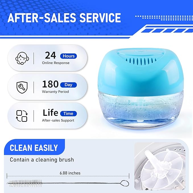 Water-Based Purifier Air Washer, Air Revitalizer & Freshener, Air Fresher with 7 LED Color Changing Light for Rooms (Blue)