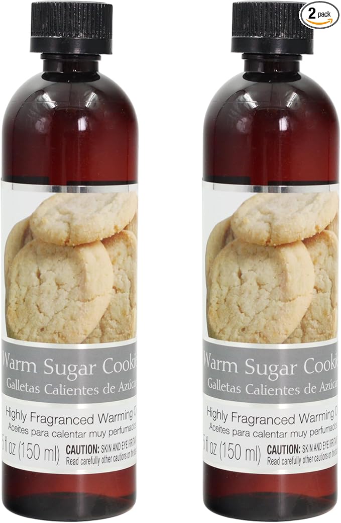 Hosley Warm Sugar Cookies Fragrance Warming Oils, Set of 2, 5oz Each. Ideal Gift for Weddings, spa, Reiki, Meditation, Bathroom Settings.P1