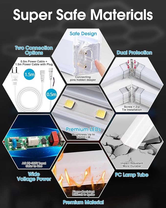 Hexagon Garage Lights 456W 50160LM,14 Grids LED Hexagon Light,7000K Honeycomb Lights for Garage,Warehouse,Car Detailing Shop,malls,Gym