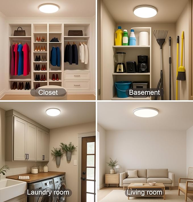 Motion Sensor Ceiling Light Indoor Wired, 13 Inch 24W, 5 CCT 2700/3000/3500/4000/5000K, 3 Brightness Settable, 1920LM Flush Mount LED Lights for Bedroom Stairs Hallway Laundry Porch, White