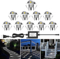 10 Pack LED Stair Lights Kit Low Voltage Deck Lights Waterproof IP65 Outdoor 1-2/5" Recessed Wood LED Deck Lighting Yard Garden Patio Step Landscape Pathway Decor Lamps, Cold White