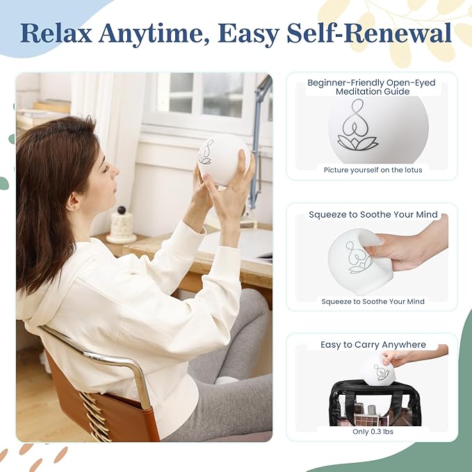 Syrinx Guided Meditation Light – Meditation Aid with Rhythmic Glow for Focus, Mindfulness Tool for Calm Down Corner, Quiet Rooms, Home or Office Use