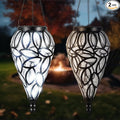 2 Set Solar Hanging Lantern Lights Outdoor Chandelier Moroccan Hanging Solar Light Tear-Shaped 15 LEDs Cool White with S Hooks for Summer Garden Yard Pathway Landscape Porch Decor(Transparent)