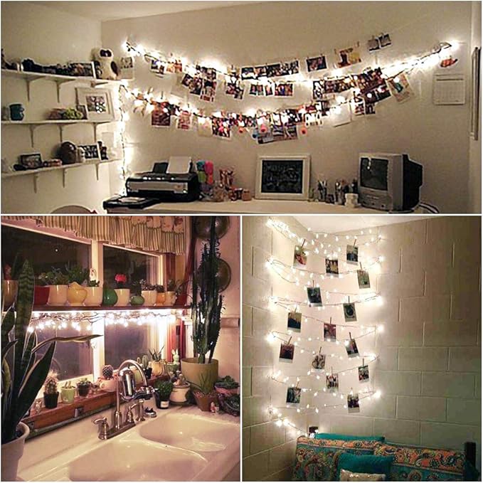 String Lights Indoor Bedroom, 33FT 100 LED Fairy String Lights Outdoor Waterproof, 8 Modes Memory Twinkle Christmas Light Plug in for Classroom Dorm Patio Tree Garden Decor (Cool White)