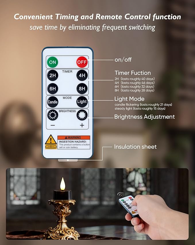 Amagic Flameless Black Timer Remote Tealights Candles, 3D Black Wick Flickering Tea Lights, 300+Hour Colored Votive Candles Battery Operated, Set of 12 for Table Decorations, Pumpkin, Halloween, Party
