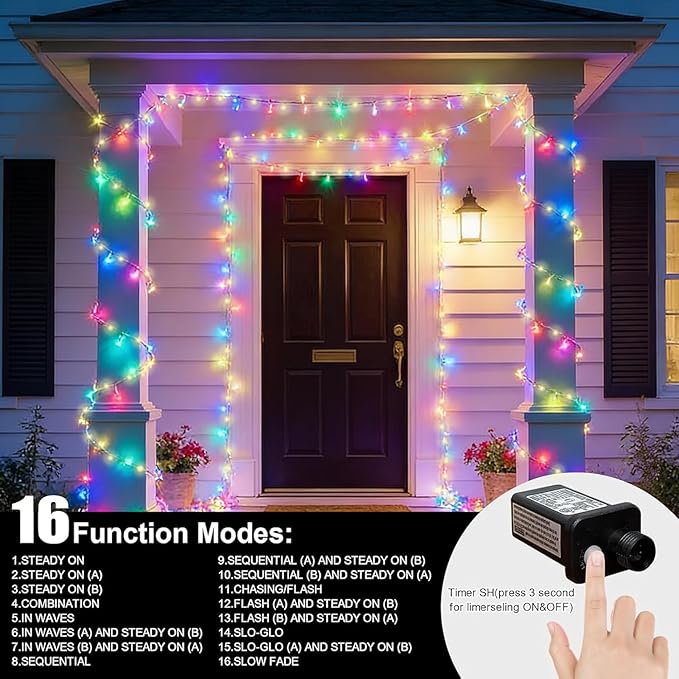 LAMPHOME 33ft 100 LED Easter String Lights Plug in, Pastel Twinkle Fairy Lights with 16 Modes, Warm & Multicolor Colored Easter Outdoor Indoor Decorations for Spring Xmas Wedding Party