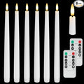 Flameless Taper Candles with 3D Wick, 11.4" Real Wax LED Candles with Remote and Timer, 6 Pack Flickering Candlesticks Battery Operated (White)