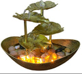 Meditation Decor, Desktop Lotus Leaf Yuanbao Flowing Water Fountain Decoration Living Room Screen Porch Home Decoration, LED Atmosphere Night Light,Office Home Decoralth (E)