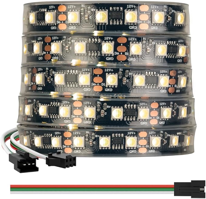 BTF-LIGHTING WS2814 IC RGBW RGB+Warm White(Similar WS2812B) DC12V 16.4FT 84LED/m 28pixel/m 4 Colors in 1 Dream Color Addressable LED Strip 14mm Width PCB IP67(No Adapter or Controller)