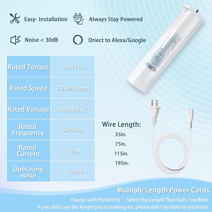Smart Adjustable Curtains Rod System Electric Track with Remote Automated Retractable Rail Motorized Telescoping Length WiFi Motor compatible with Alexa/Google Home/APP (Width Optional)