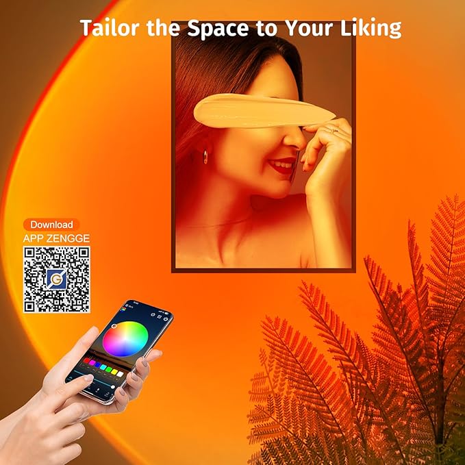 Upgraded Sunset Lamp Projector with APP Control, Endless Color Changing Led Lamp Night Light, Mood Lighting Sunlight Sunset Lamps for Bedroom Decor/Room Decor/Living Room/Christmas Gifts/Party