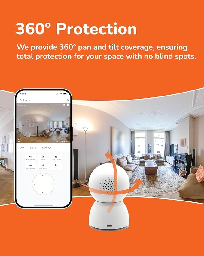 SensForge 2.5K Pan-Tilt Security Camera, 360° Dual-Band WiFi Camera for Home, Free AI Human & Pet Detection, 2-Day Cloud + 64GB SD Storage, Two-Way Talk, Optional AI + Storage Upgrade (2, White)